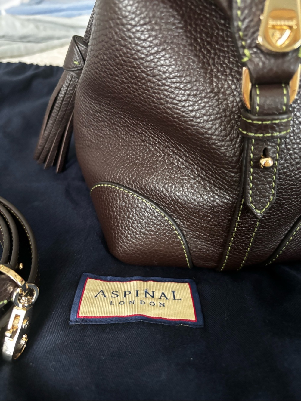 Aspinal of London Hudson Midi in Chocolate Milled Pebble - Picture 6 of 16